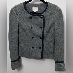 LOFT Women's Charcoal Double-Breasted Pea Coat